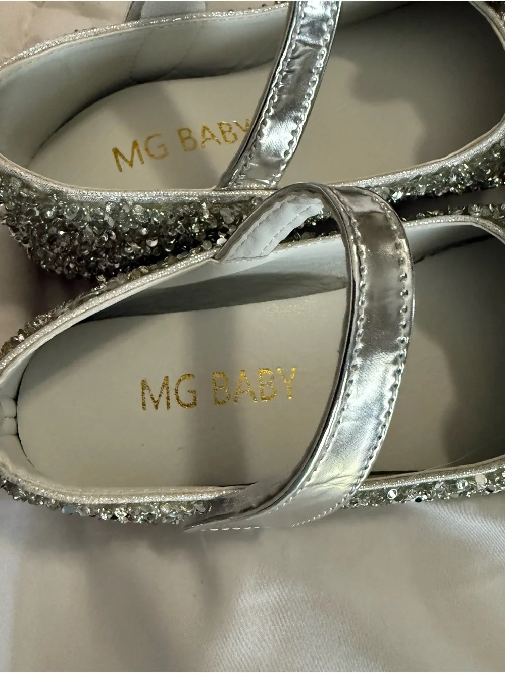 Silver Glitter Mary Jane Shoes for Kids with Bow Accent